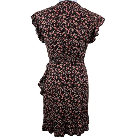 Lulus A Beauty Downtown Black Floral Print Wrap Mini Dress - Picture 5 of 6